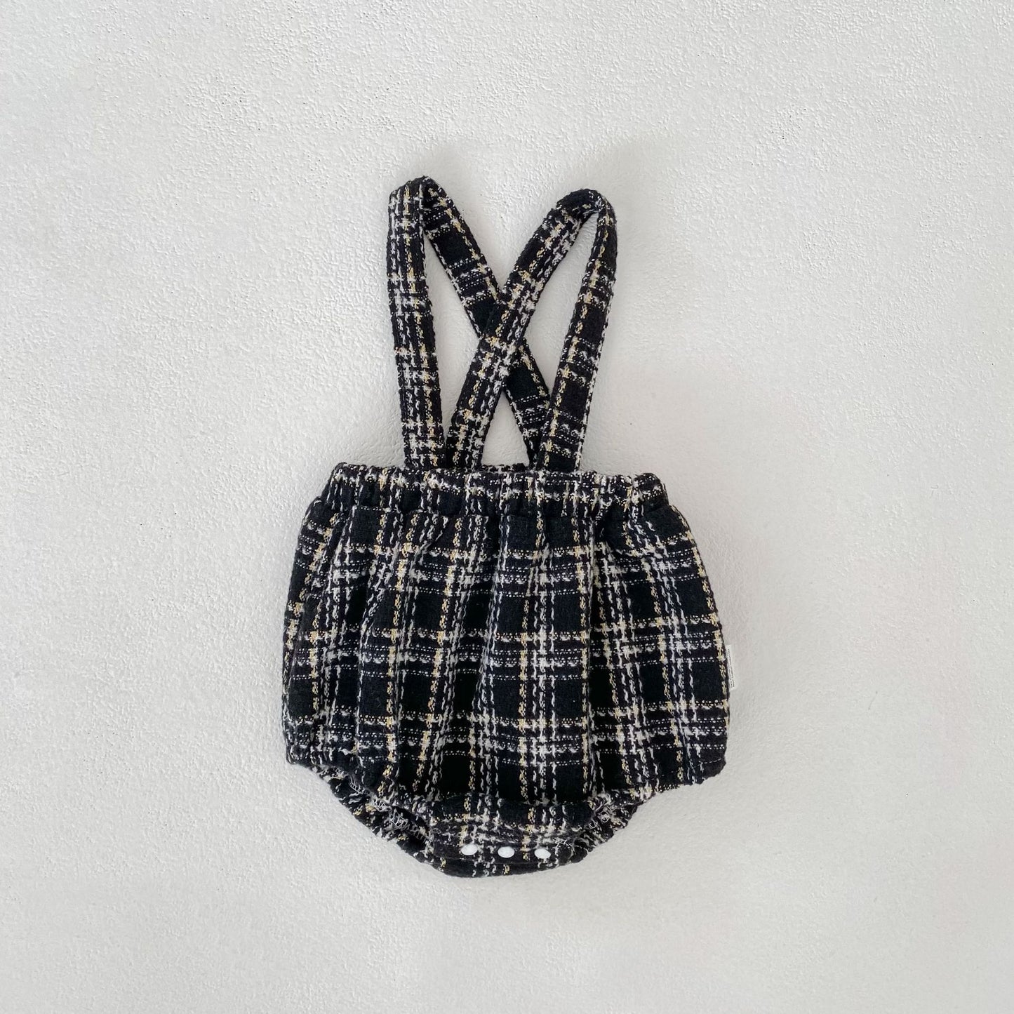 サロペットパンツ・サスペンダーパンツ Black / 66cm Tweed Style Suspender Romper ツイード風 サスペンダー ロンパース【mh0012166】