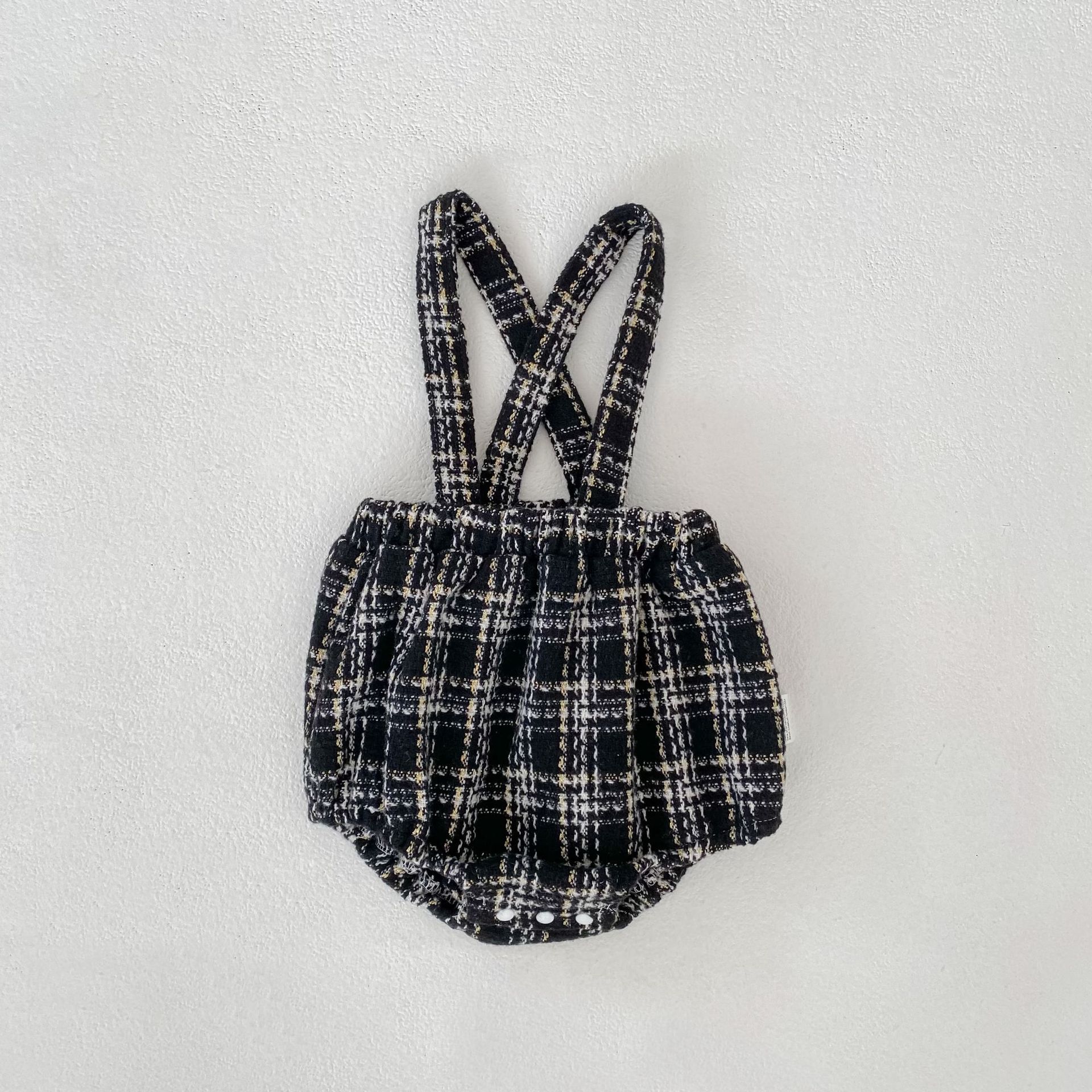 サロペットパンツ・サスペンダーパンツ Black / 66cm Tweed Style Suspender Romper ツイード風 サスペンダー ロンパース【mh0012166】