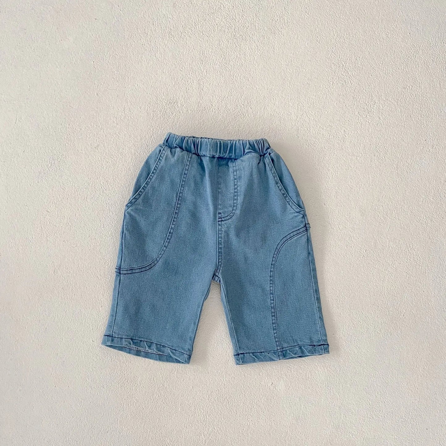 デニムパンツ Blue / 80cm キッズパンツ サマーデニム 薄手 クロップドパンツ ブルー【mh0006088】