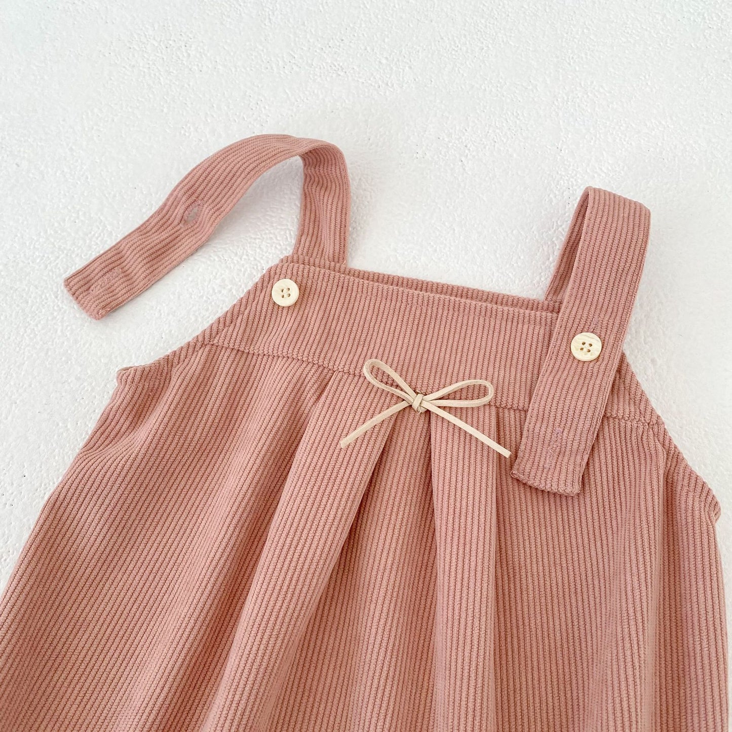 ノースリーブロンパース Bow Corduroy Romper リボン コーデュロイ 長袖ロンパース【mh0012185】