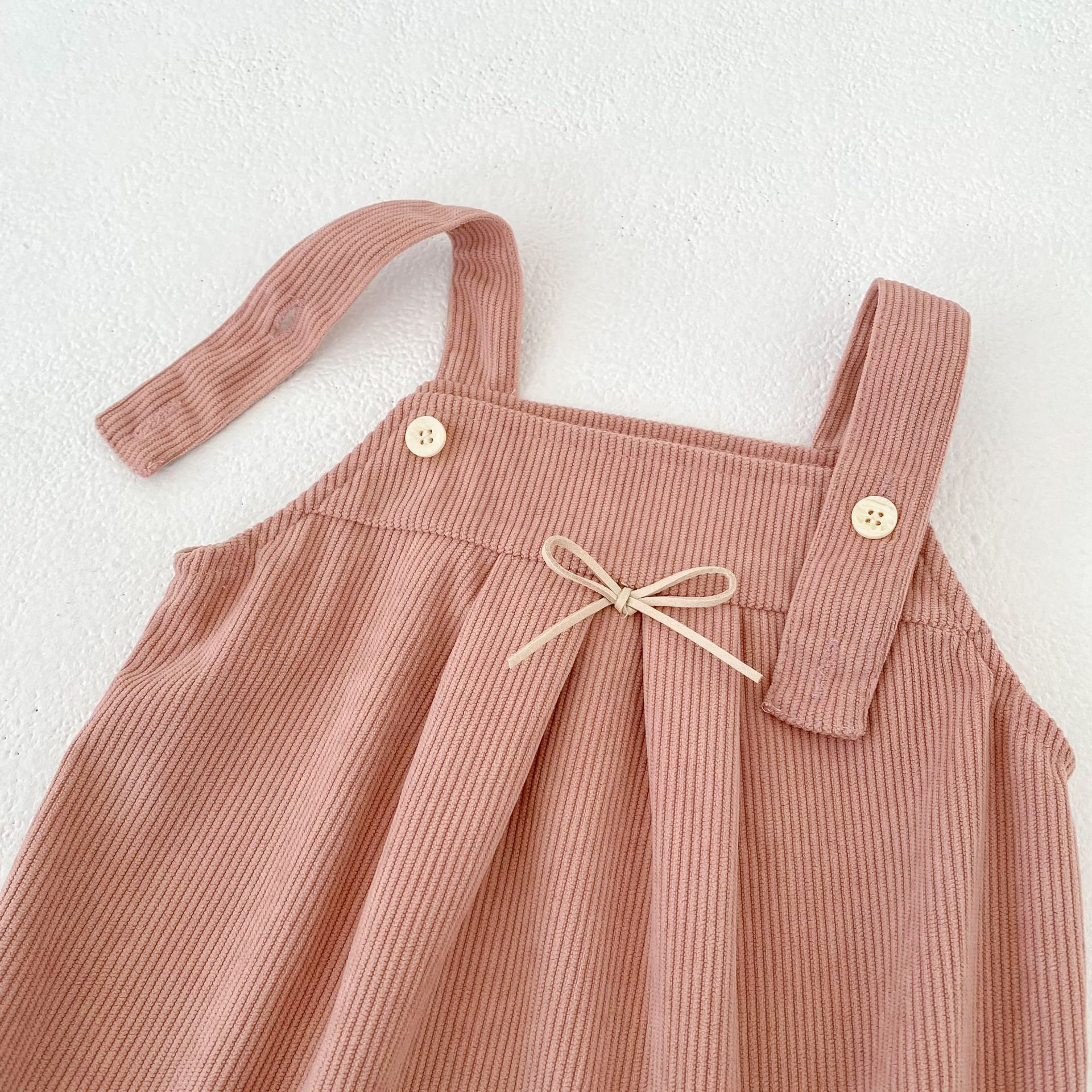 ノースリーブロンパース Bow Corduroy Romper リボン コーデュロイ 長袖ロンパース【mh0012185】