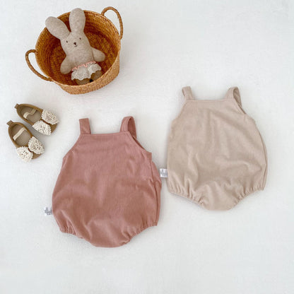 ノースリーブロンパース Bow Corduroy Romper リボン コーデュロイ 長袖ロンパース【mh0012185】