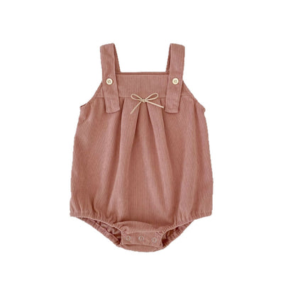 ノースリーブロンパース Bow Corduroy Romper リボン コーデュロイ 長袖ロンパース【mh0012185】