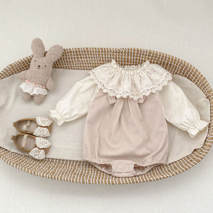 ノースリーブロンパース Bow Corduroy Romper リボン コーデュロイ 長袖ロンパース【mh0012185】