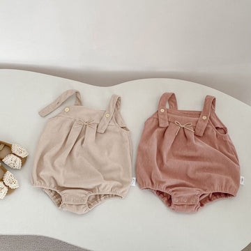 ノースリーブロンパース Bow Corduroy Romper リボン コーデュロイ 長袖ロンパース【mh0012185】