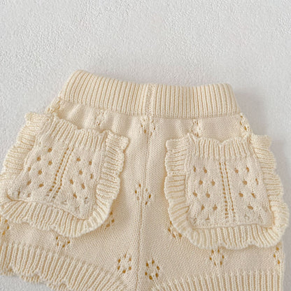 長袖セットアップ Collar Knitted Shirt & Shorts 襟付き ニット 長袖シャツ ショーツ【mh0012180】