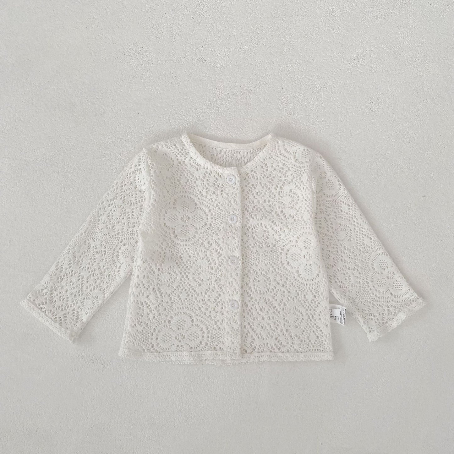 カーディガン・パーカー Creamy White / 66cm Lace Flower Knitted Cardigan レース フラワー 透かし編み カーディガン【mh0012164】