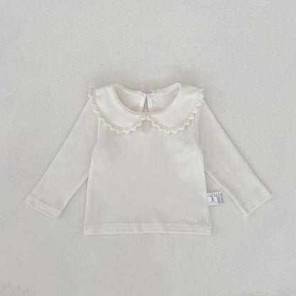 長袖シャツ・ブラウス Creamy White / 66cm Peter Pan Collar Long Sleeve T-Shirt 襟付き 長袖Tシャツ【mh0012176】