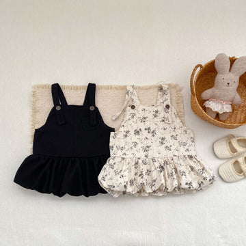 ノースリーブワンピース Floral Print Suspender Dress 花柄 サスペンダー ドレス ワンピース【mh0012165】