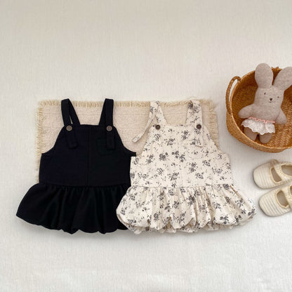 ノースリーブワンピース Floral Print Suspender Dress 花柄 サスペンダー ドレス ワンピース【mh0012165】