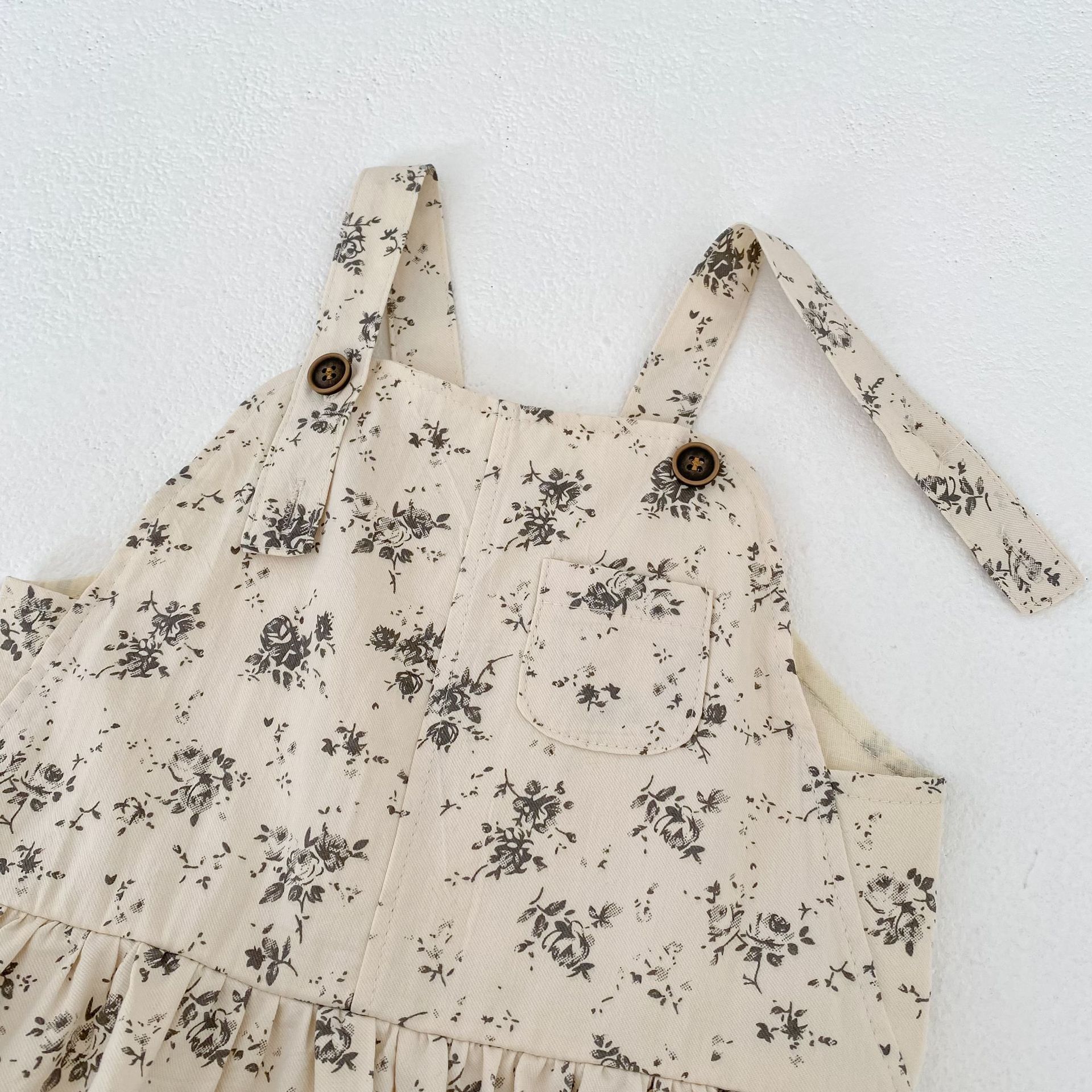 ノースリーブワンピース Floral Print Suspender Dress 花柄 サスペンダー ドレス ワンピース【mh0012165】