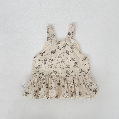 ノースリーブワンピース Floral Print Suspender Dress 花柄 サスペンダー ドレス ワンピース【mh0012165】