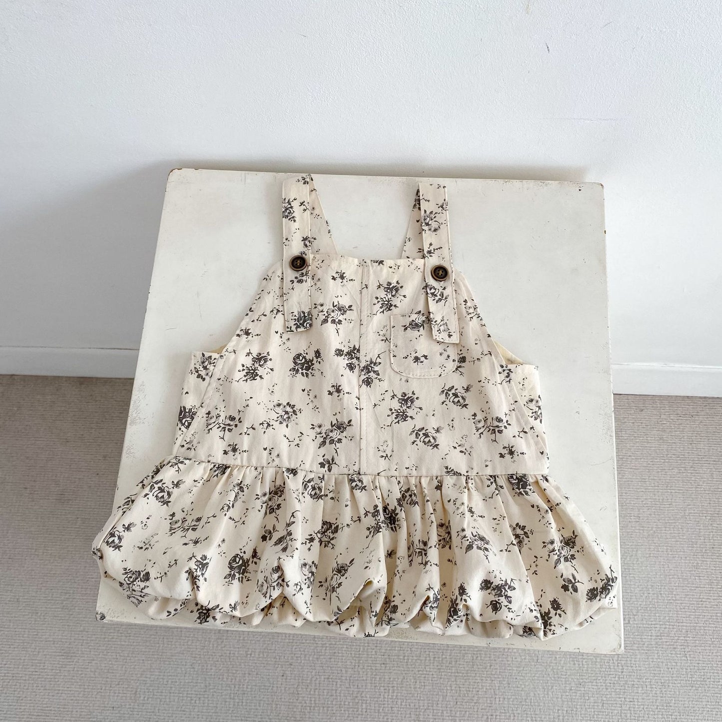 ノースリーブワンピース Floral Print Suspender Dress 花柄 サスペンダー ドレス ワンピース【mh0012165】
