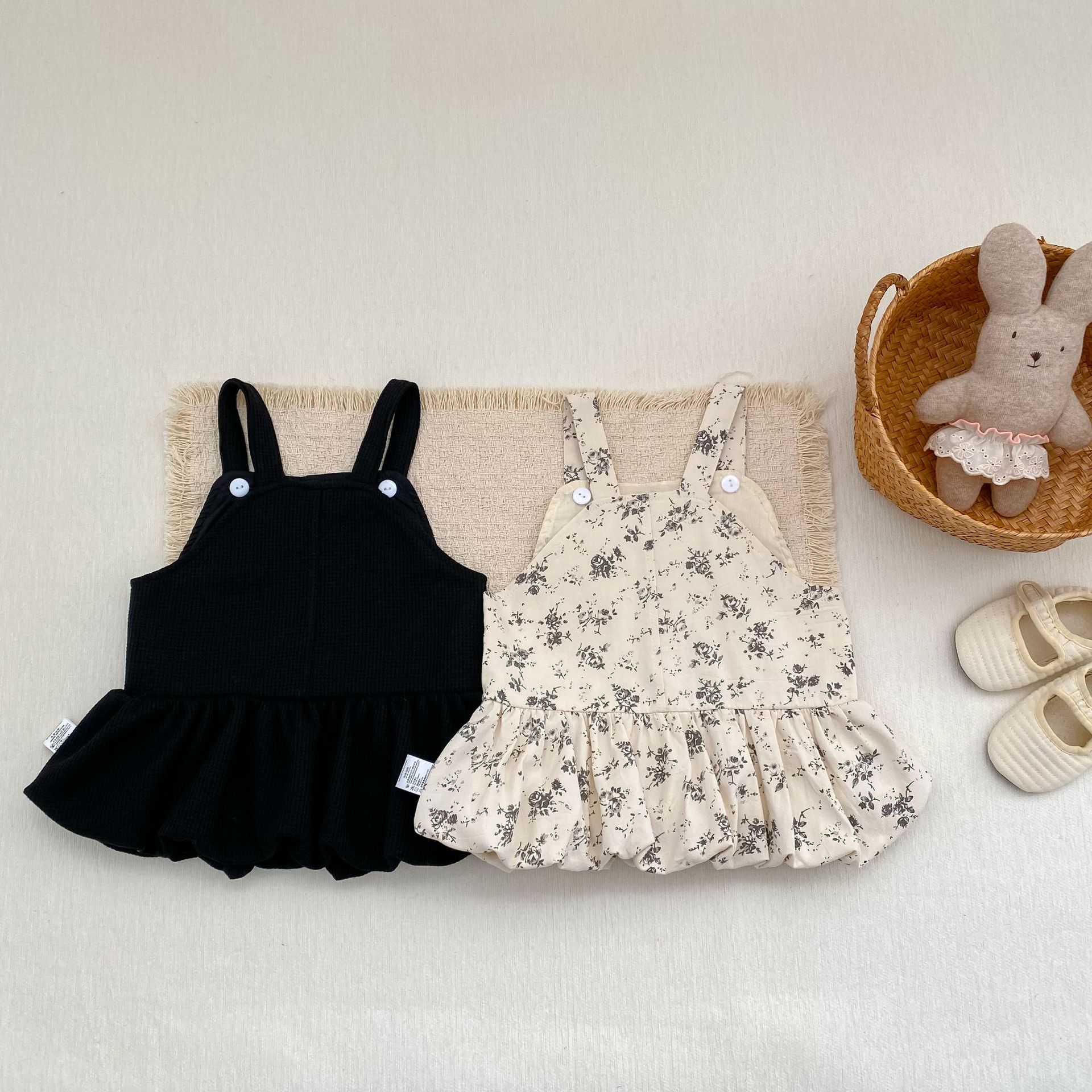 ノースリーブワンピース Floral Print Suspender Dress 花柄 サスペンダー ドレス ワンピース【mh0012165】