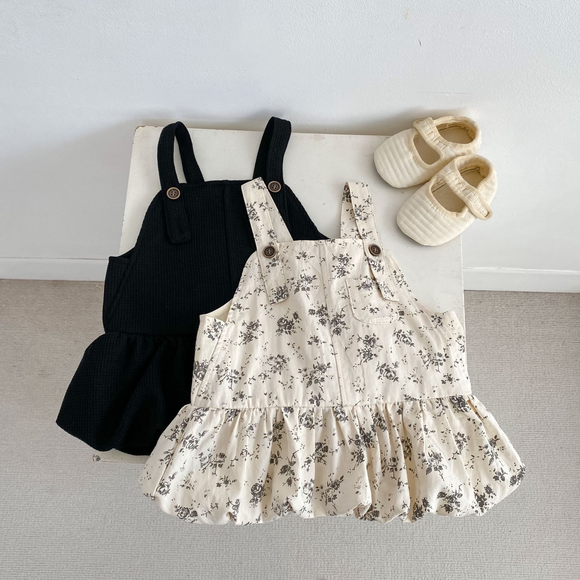 ノースリーブワンピース Floral Print Suspender Dress 花柄 サスペンダー ドレス ワンピース【mh0012165】