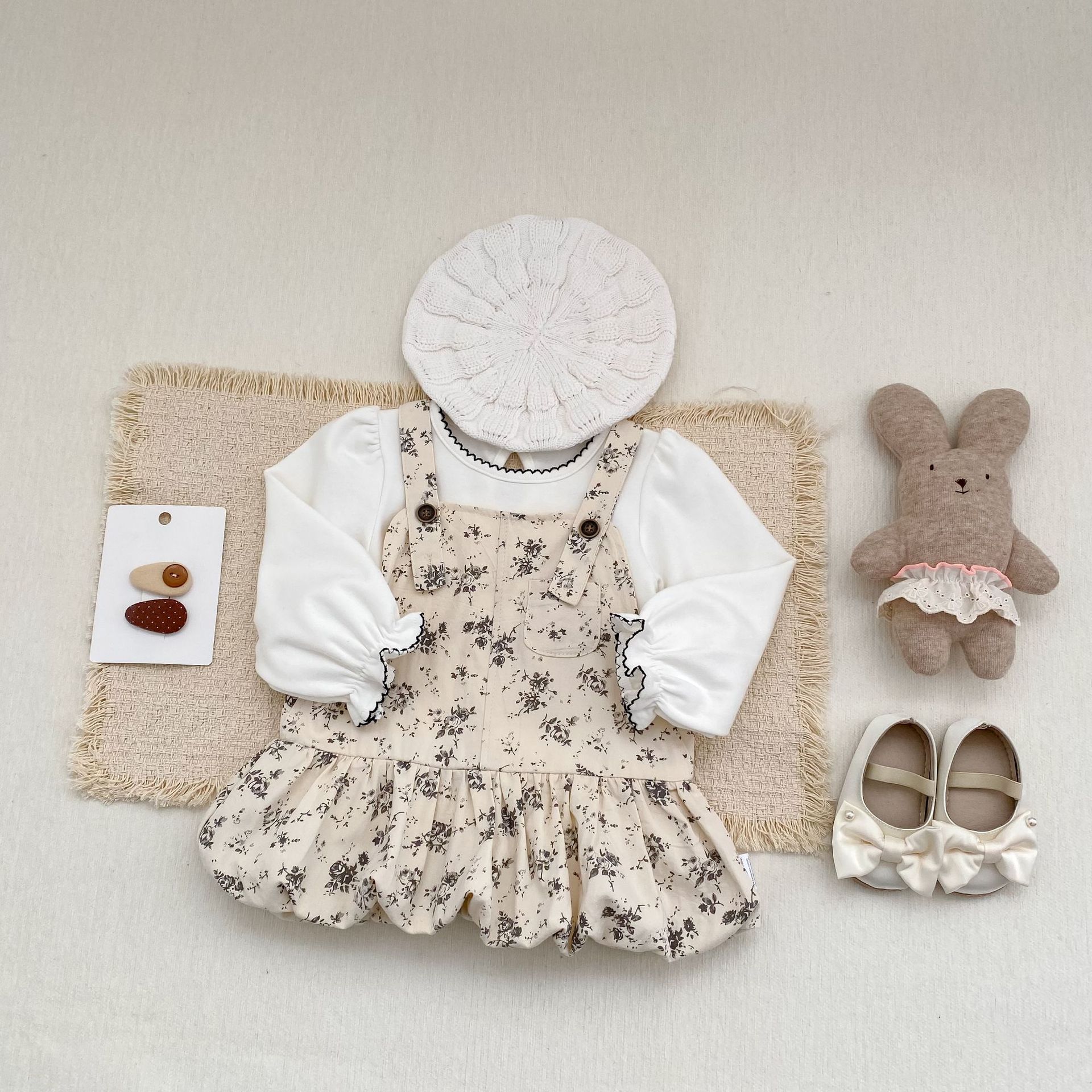 ノースリーブワンピース Floral Print Suspender Dress 花柄 サスペンダー ドレス ワンピース【mh0012165】