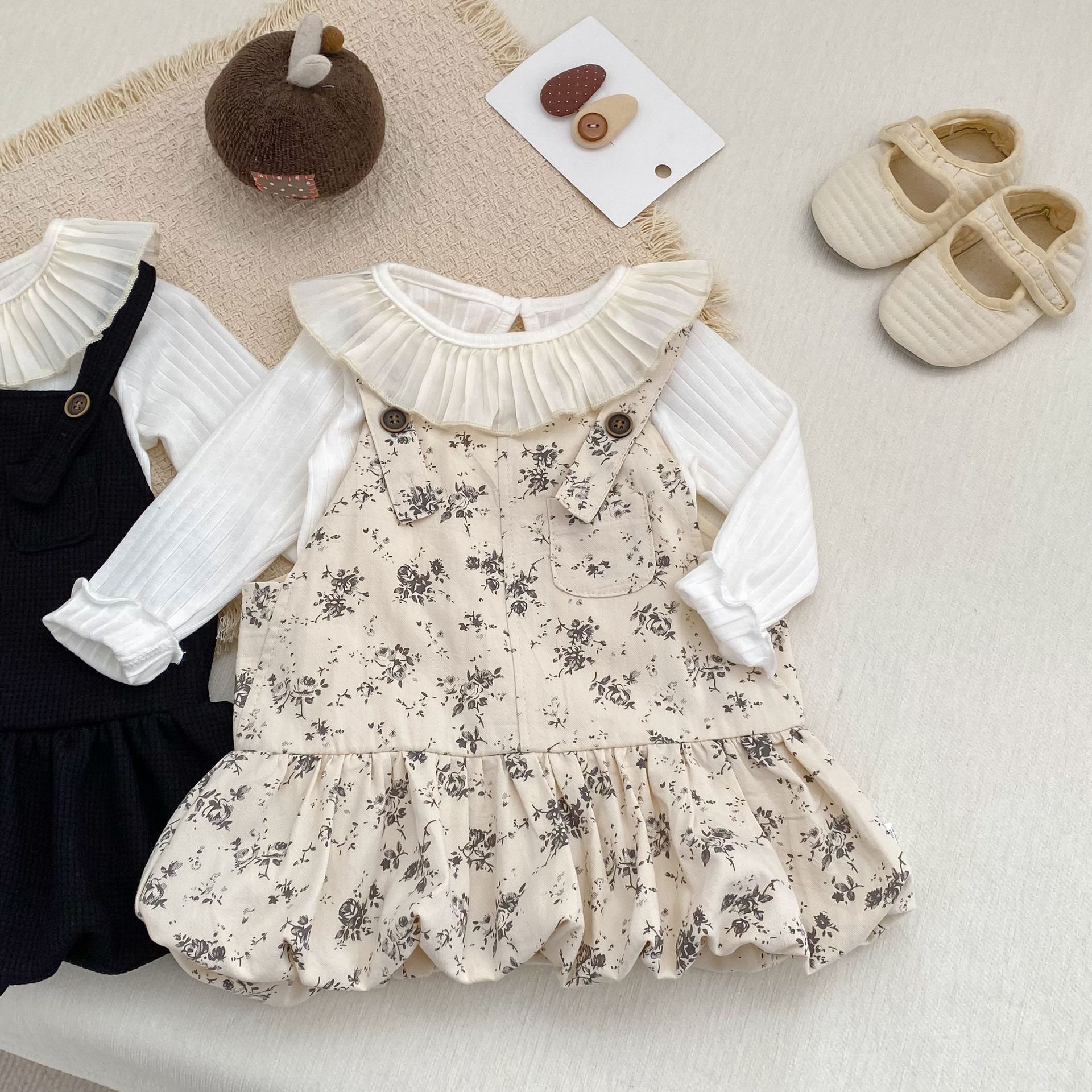 ノースリーブワンピース Floral Print Suspender Dress 花柄 サスペンダー ドレス ワンピース【mh0012165】