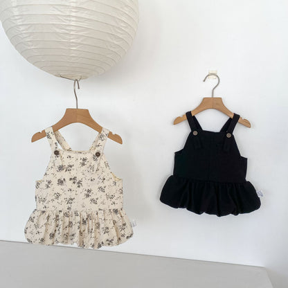 ノースリーブワンピース Floral Print Suspender Dress 花柄 サスペンダー ドレス ワンピース【mh0012165】