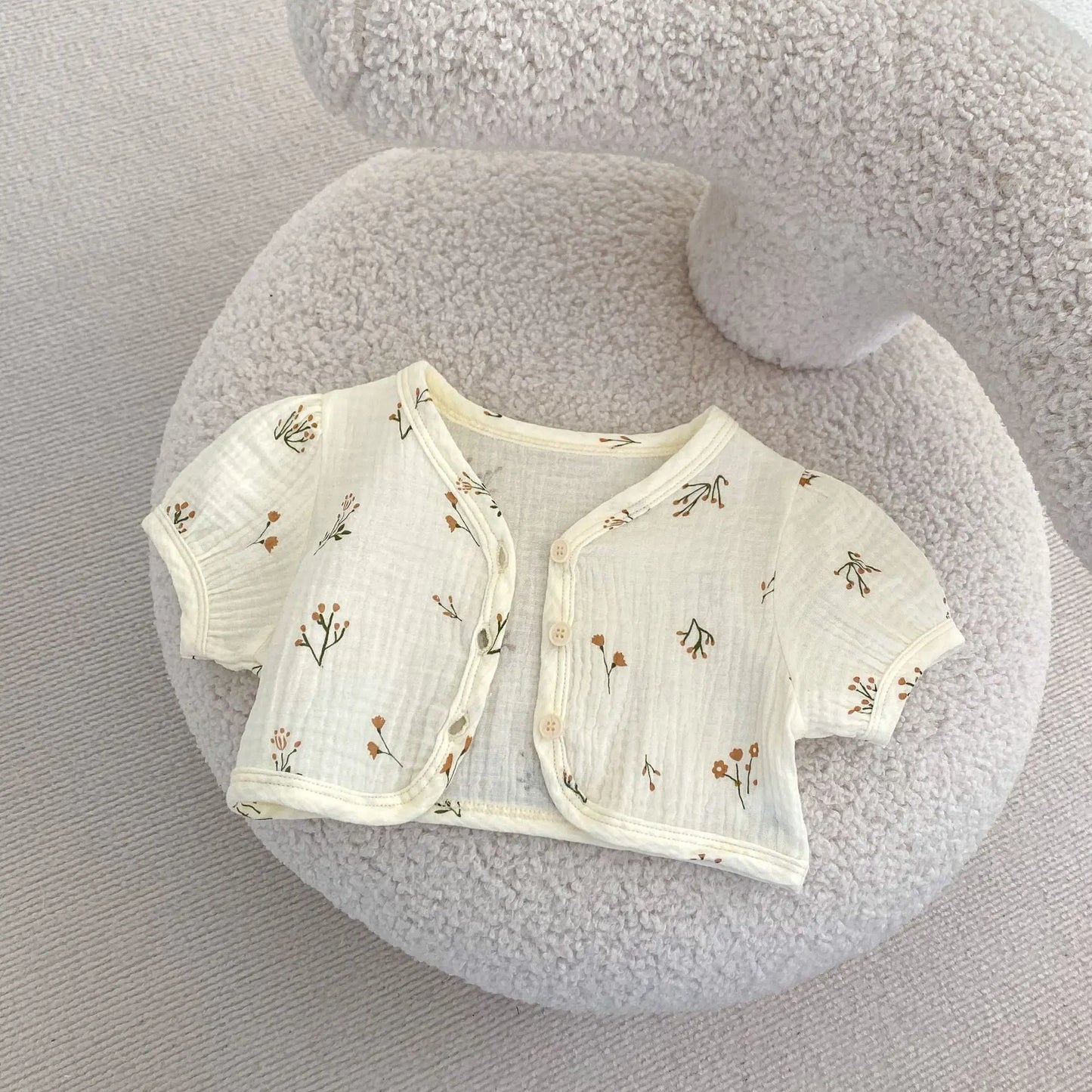 カーディガン・パーカー Flower / 66cm ベビーカーディガン 半袖ショートカーディガン ボレロ 無地/フラワープリント【mh0005881】