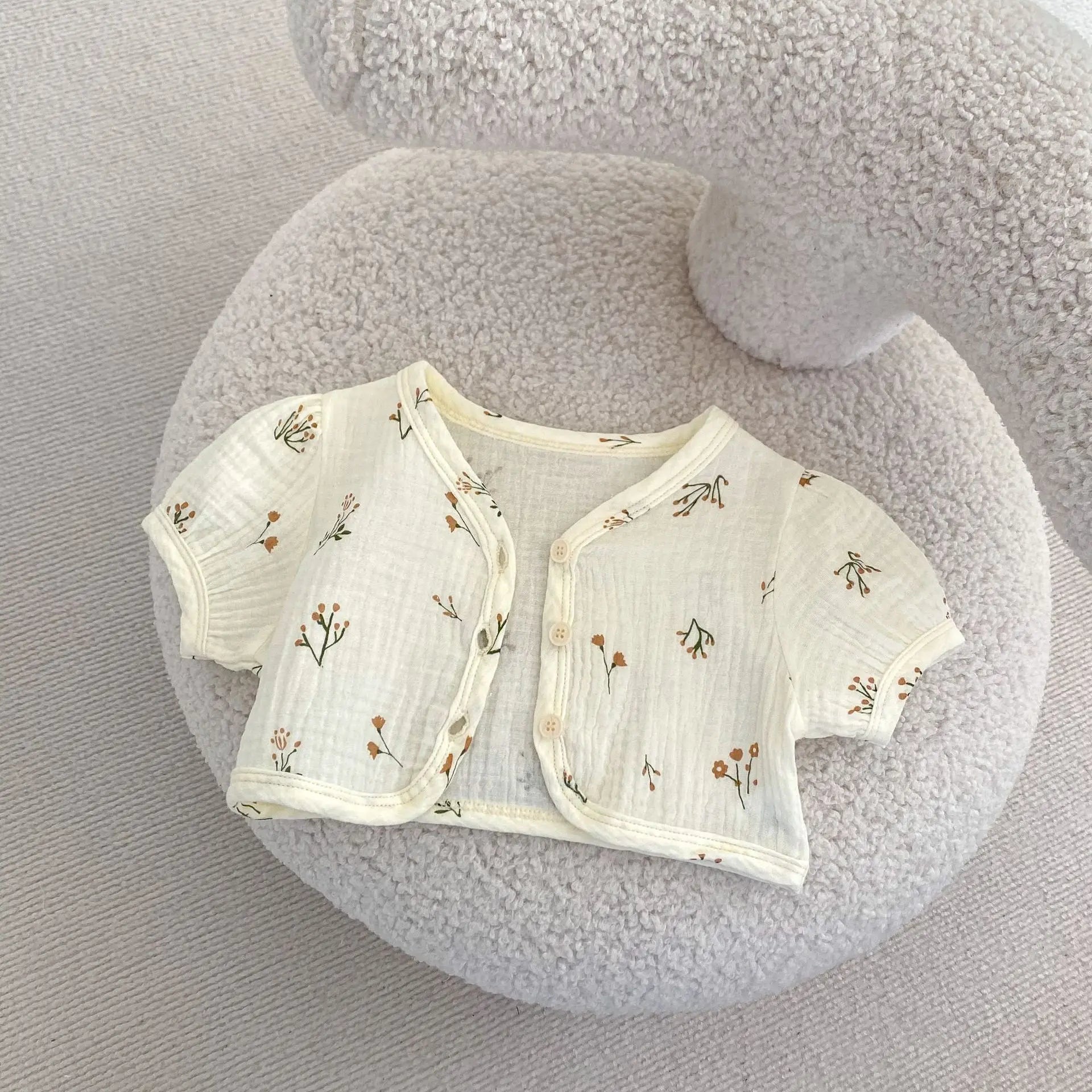 カーディガン・パーカー Flower / 66cm ベビーカーディガン 半袖ショートカーディガン ボレロ 無地/フラワープリント【mh0005881】