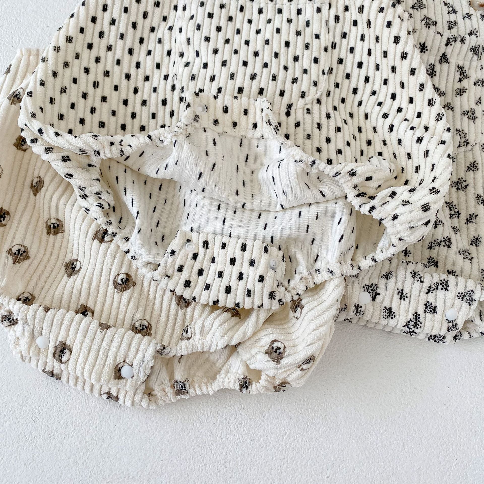 ノースリーブロンパース Flower Print Corduroy Jumpsuit フラワー コーデュロイ ロンパース【mh0011991】