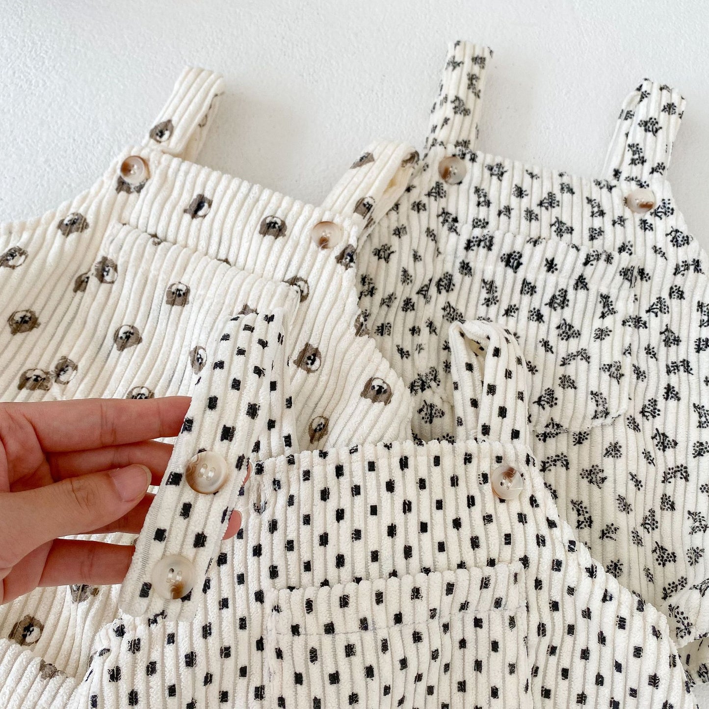 ノースリーブロンパース Flower Print Corduroy Jumpsuit フラワー コーデュロイ ロンパース【mh0011991】