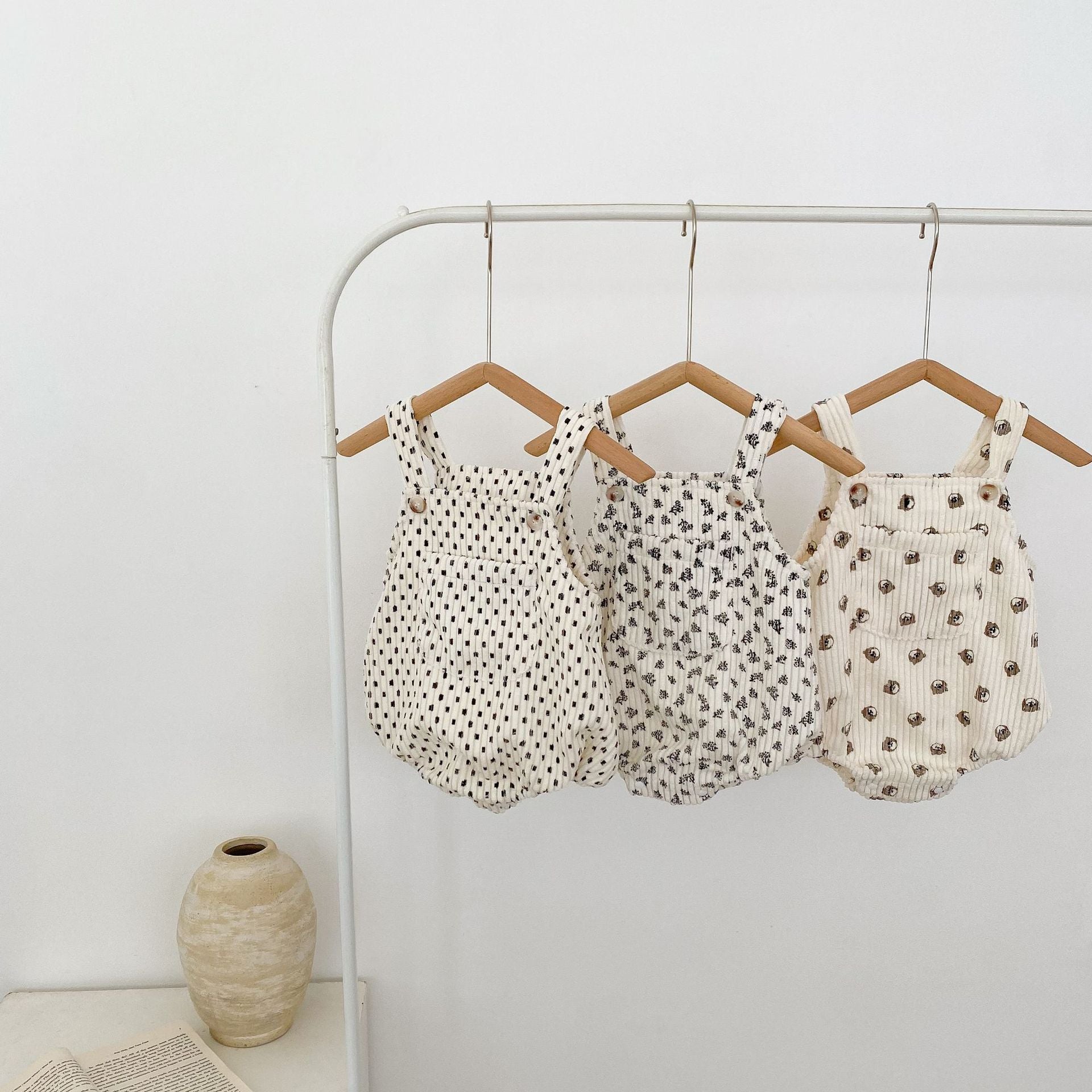 ノースリーブロンパース Flower Print Corduroy Jumpsuit フラワー コーデュロイ ロンパース【mh0011991】