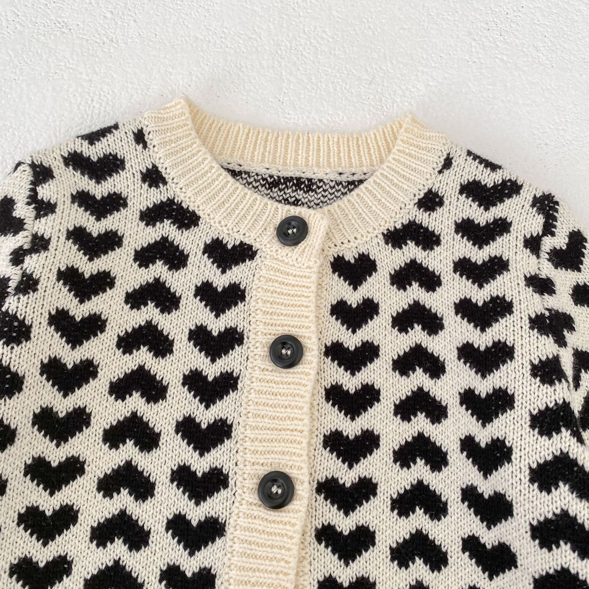 カーディガン・パーカー Heart Jacquard Knitted Cardigan ハート ジャガード ニット カーディガン【mh0012167】