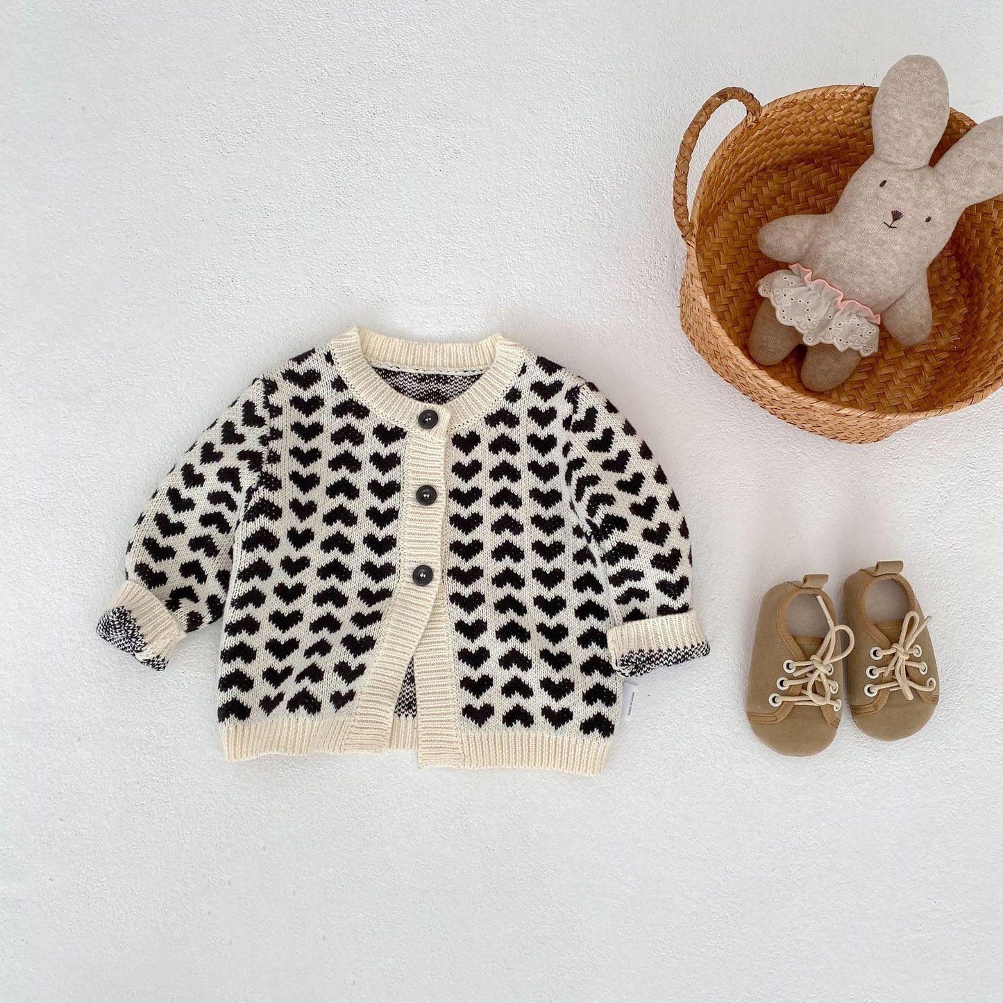 カーディガン・パーカー Heart Jacquard Knitted Cardigan ハート ジャガード ニット カーディガン【mh0012167】