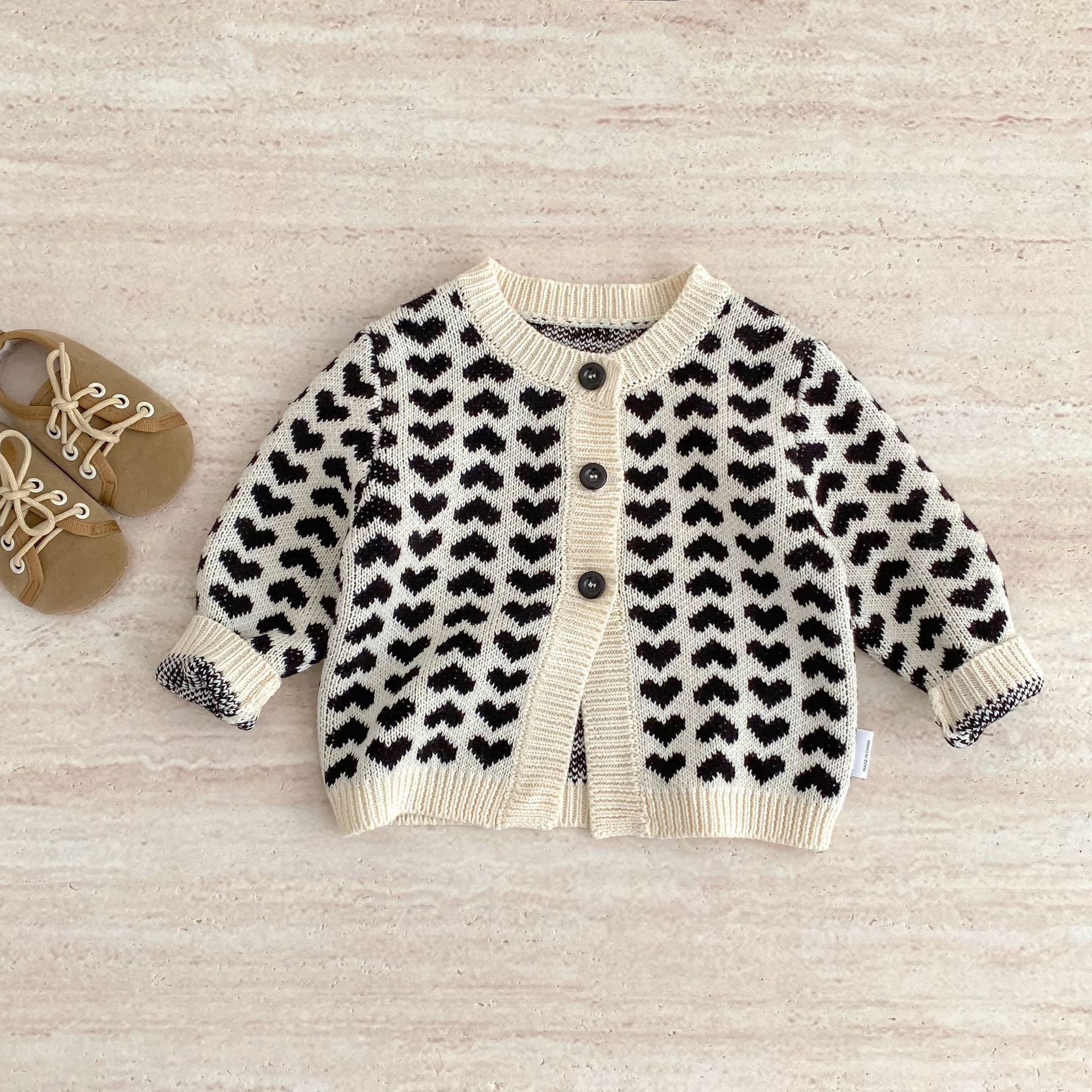 カーディガン・パーカー Heart Jacquard Knitted Cardigan ハート ジャガード ニット カーディガン【mh0012167】