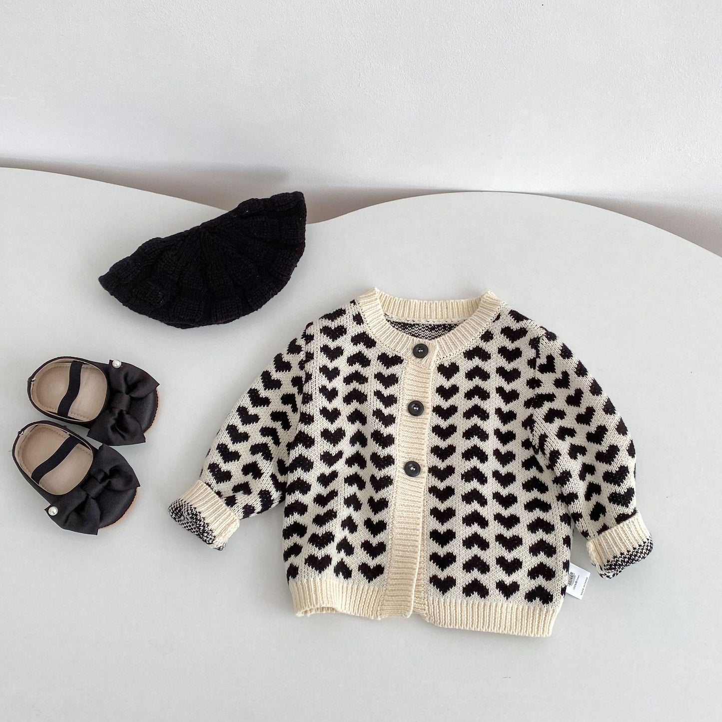 カーディガン・パーカー Heart Jacquard Knitted Cardigan ハート ジャガード ニット カーディガン【mh0012167】