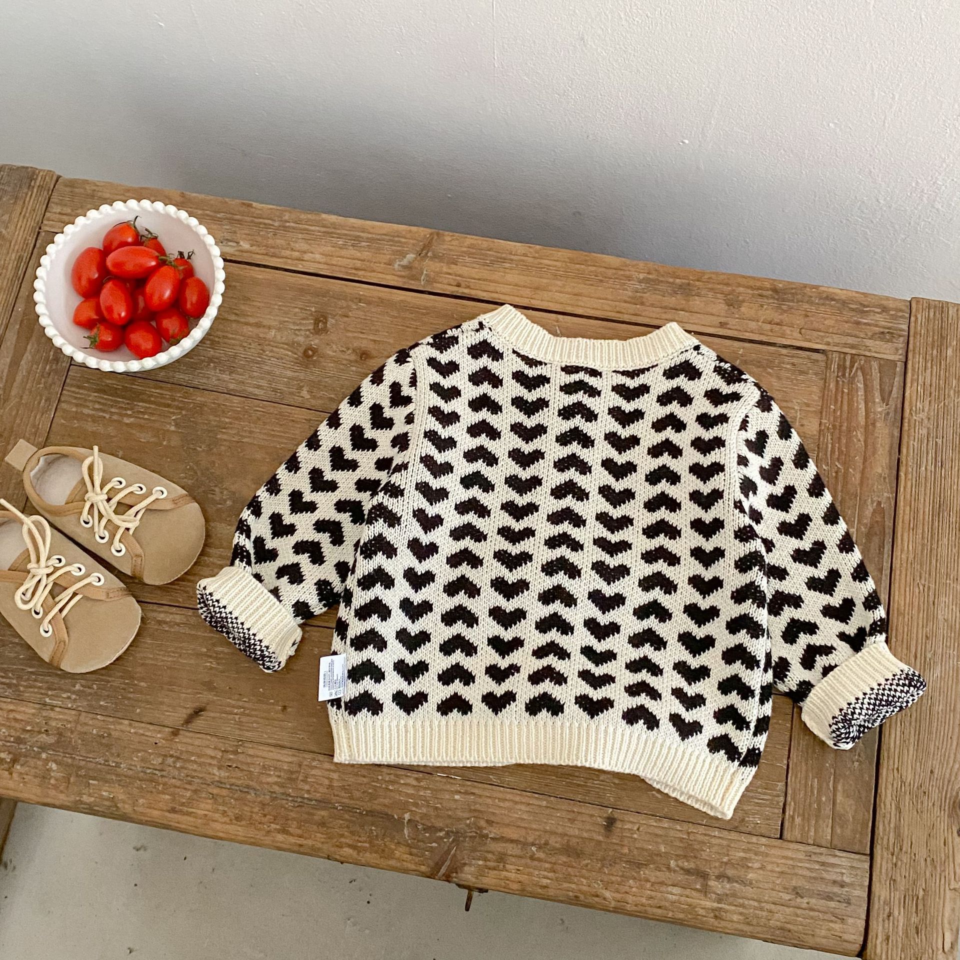 カーディガン・パーカー Heart Jacquard Knitted Cardigan ハート ジャガード ニット カーディガン【mh0012167】