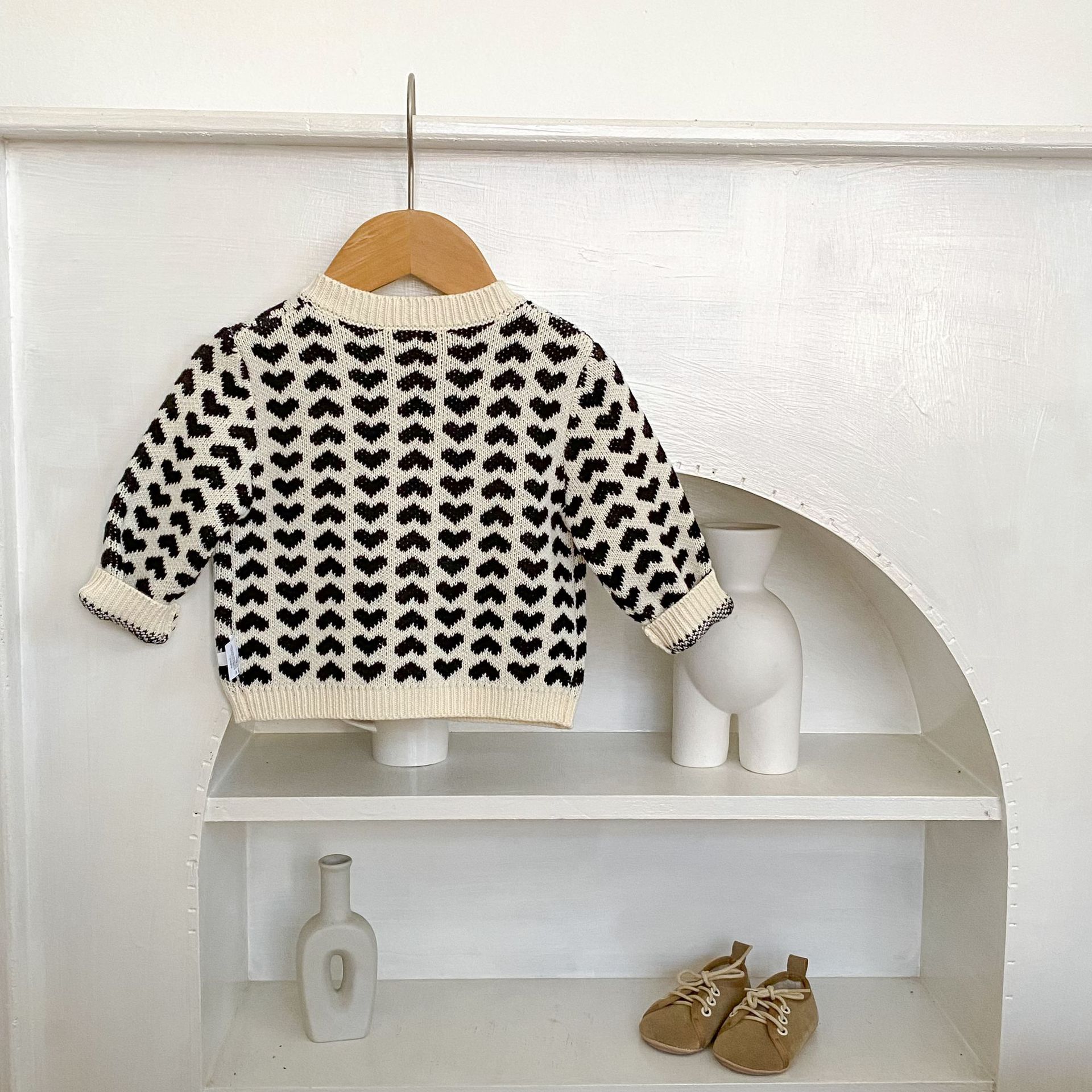 カーディガン・パーカー Heart Jacquard Knitted Cardigan ハート ジャガード ニット カーディガン【mh0012167】