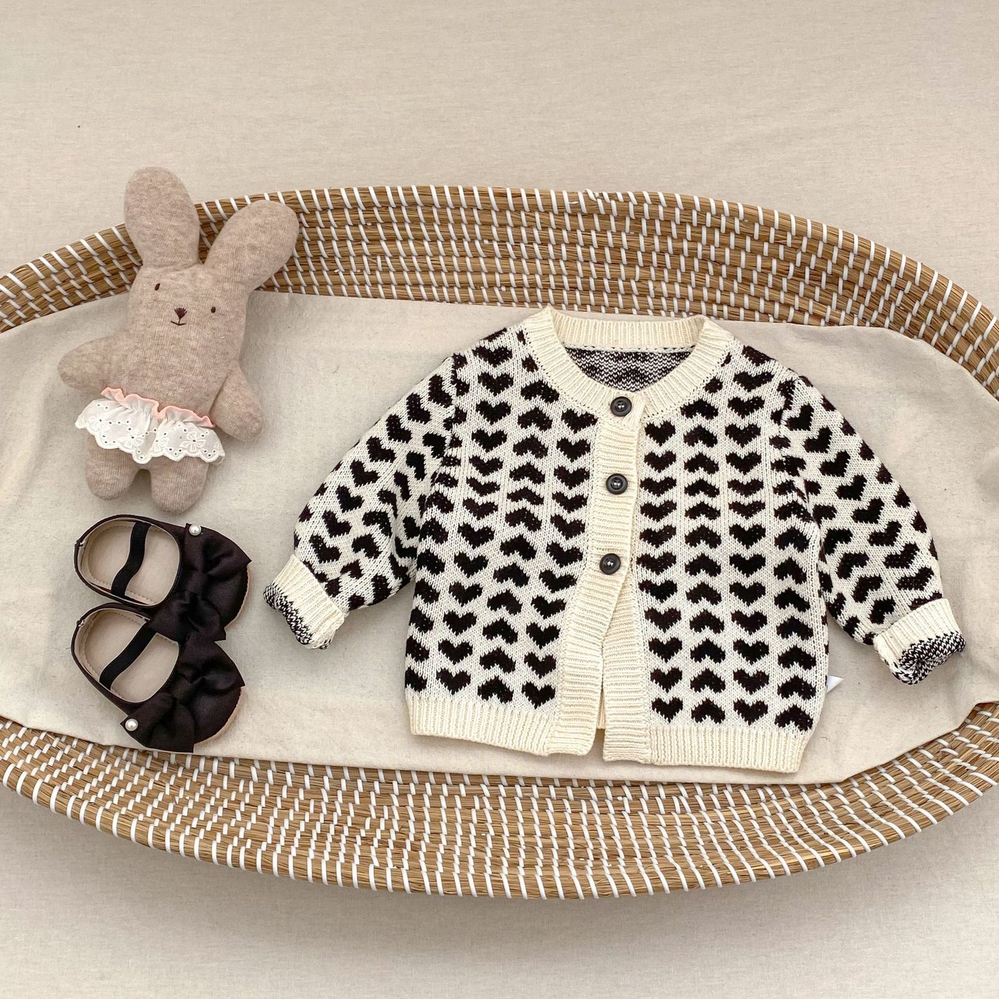 カーディガン・パーカー Heart Jacquard Knitted Cardigan ハート ジャガード ニット カーディガン【mh0012167】