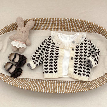 カーディガン・パーカー Heart Jacquard Knitted Cardigan ハート ジャガード ニット カーディガン【mh0012167】
