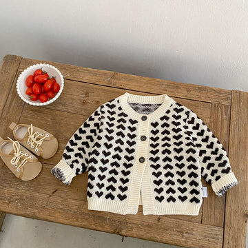 カーディガン・パーカー Heart Jacquard Knitted Cardigan ハート ジャガード ニット カーディガン【mh0012167】