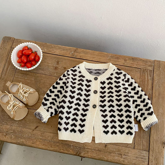 カーディガン・パーカー Heart Jacquard Knitted Cardigan ハート ジャガード ニット カーディガン【mh0012167】