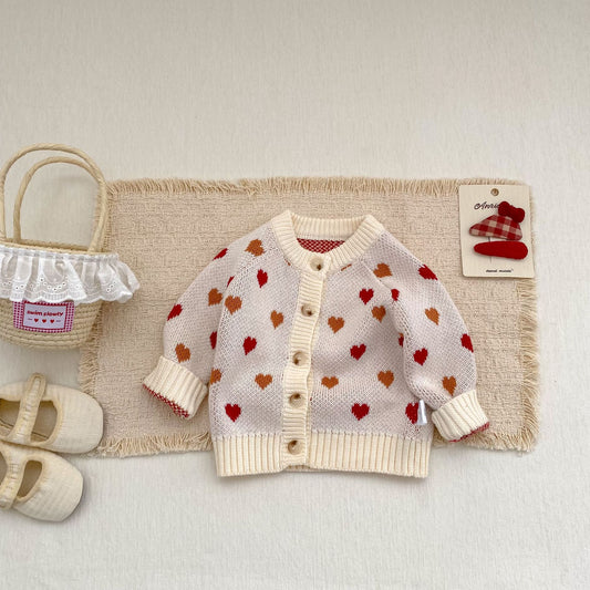 カーディガン・パーカー Heart Pattern Knitted Cardigan ハート柄 ニット カーディガン【mh0012173】