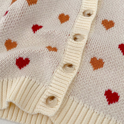 カーディガン・パーカー Heart Pattern Knitted Cardigan ハート柄 ニット カーディガン【mh0012173】