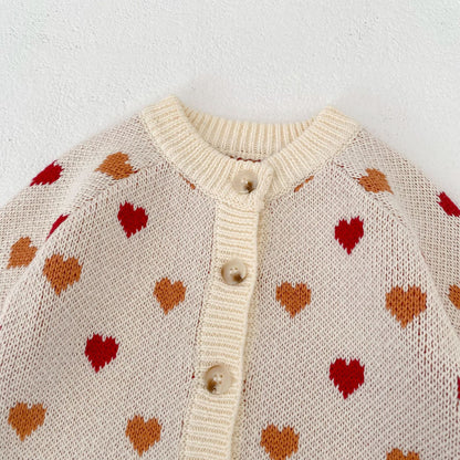 カーディガン・パーカー Heart Pattern Knitted Cardigan ハート柄 ニット カーディガン【mh0012173】