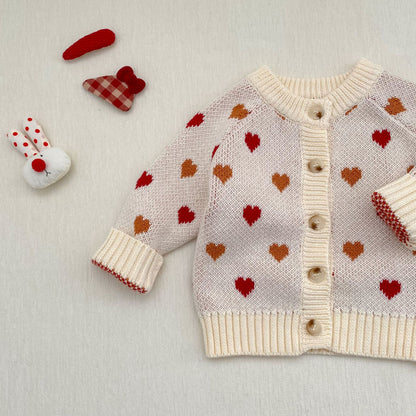 カーディガン・パーカー Heart Pattern Knitted Cardigan ハート柄 ニット カーディガン【mh0012173】