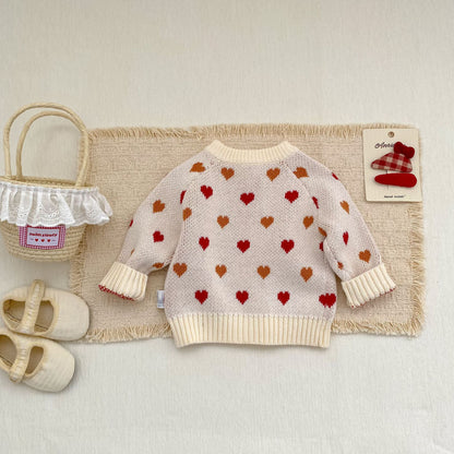 カーディガン・パーカー Heart Pattern Knitted Cardigan ハート柄 ニット カーディガン【mh0012173】