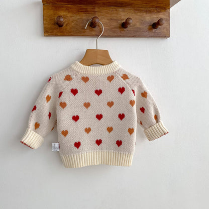 カーディガン・パーカー Heart Pattern Knitted Cardigan ハート柄 ニット カーディガン【mh0012173】