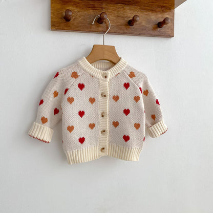 カーディガン・パーカー Heart Pattern Knitted Cardigan ハート柄 ニット カーディガン【mh0012173】