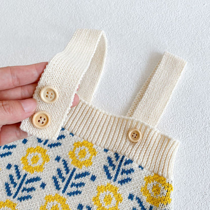 ロンパースセットアップ Jacquard Flower Knitted Set ジャガード フラワー ニット セットアップ【mh0011987】