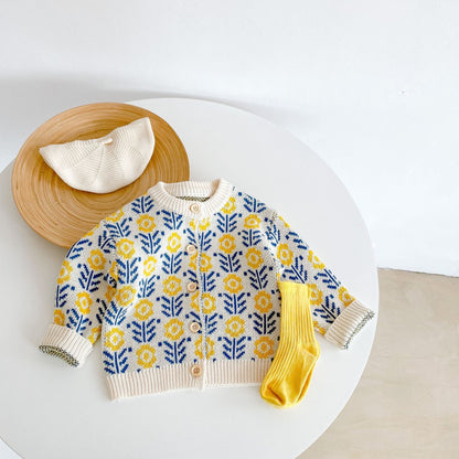 ロンパースセットアップ Jacquard Flower Knitted Set ジャガード フラワー ニット セットアップ【mh0011987】