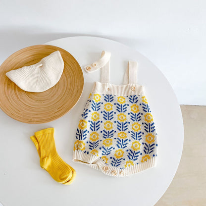 ロンパースセットアップ Jacquard Flower Knitted Set ジャガード フラワー ニット セットアップ【mh0011987】