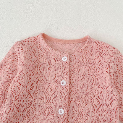 カーディガン・パーカー Lace Flower Knitted Cardigan レース フラワー 透かし編み カーディガン【mh0012164】
