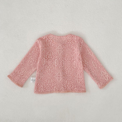 カーディガン・パーカー Lace Flower Knitted Cardigan レース フラワー 透かし編み カーディガン【mh0012164】