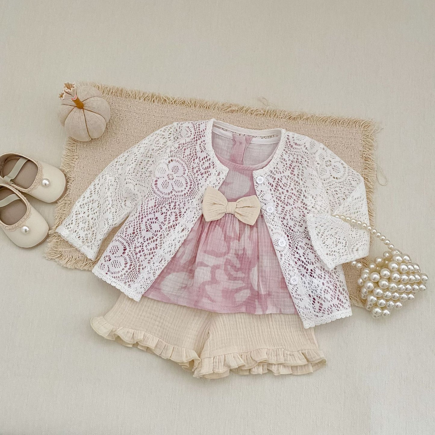 カーディガン・パーカー Lace Flower Knitted Cardigan レース フラワー 透かし編み カーディガン【mh0012164】